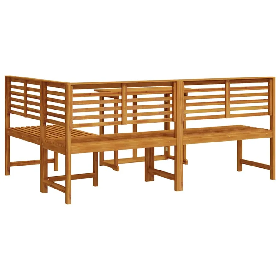 Ensemble de banc de jardin 3 pcs Marron Bois d'Acacia Massif - 8