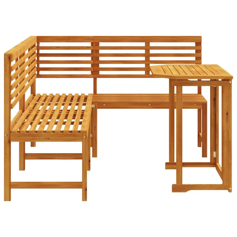 Ensemble de banc de jardin 3 pcs Marron Bois d'Acacia Massif - 9