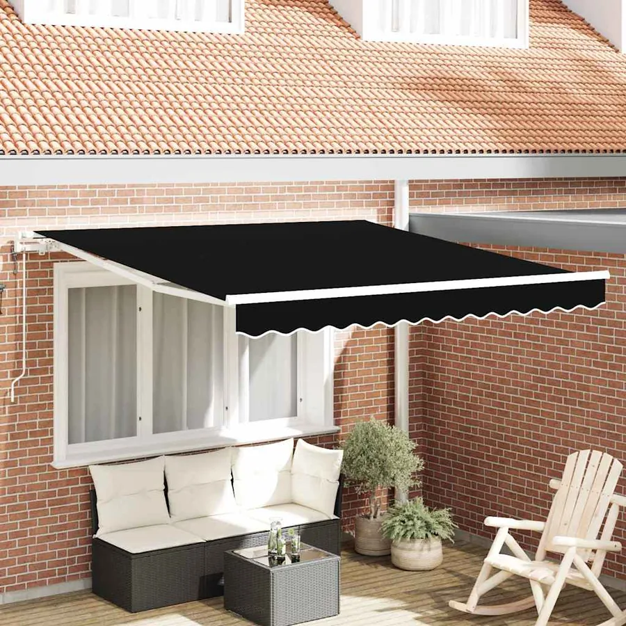 Auvent rétractable Noir 300 x 250 cm Tissu et Aluminium