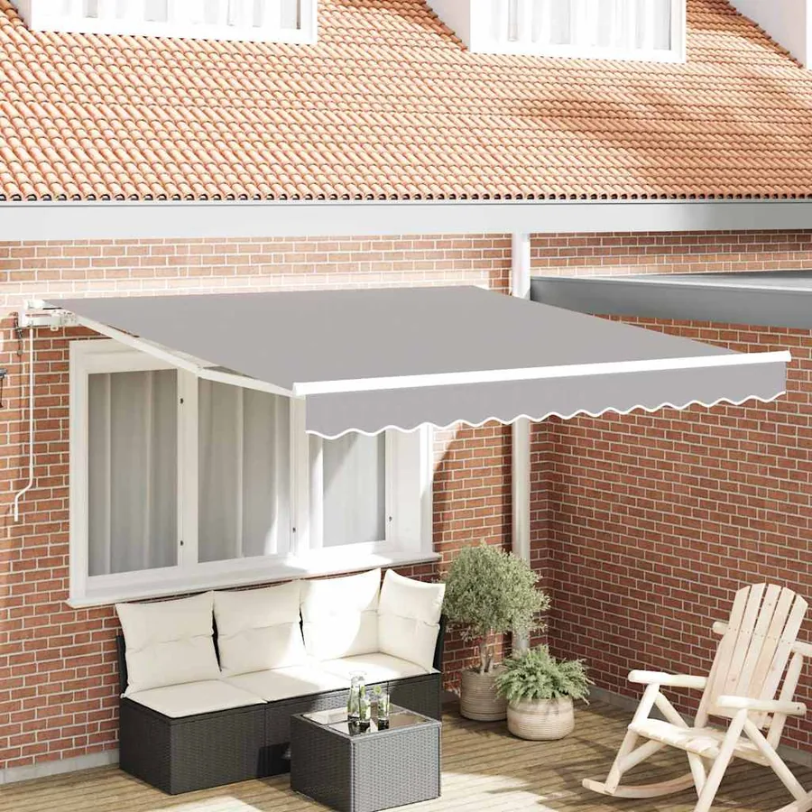Auvent rétractable Gris clair 300 x 250 cm Tissu et Aluminium