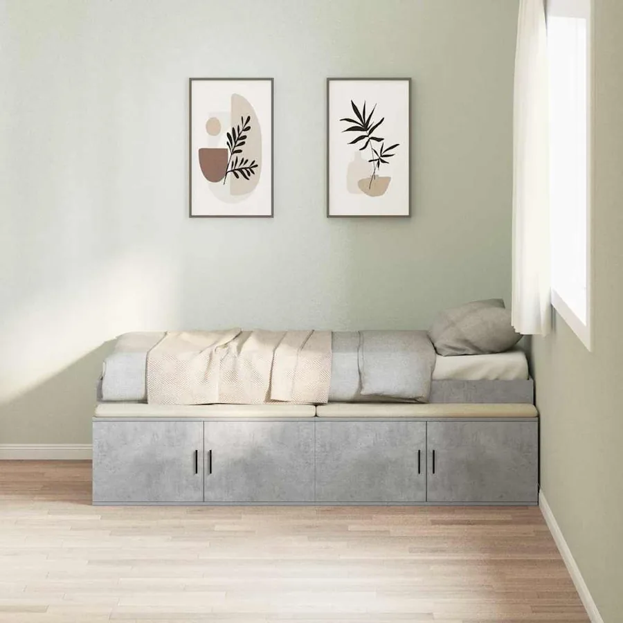 Cadre de lit Gris béton 70 x 190 cm Bois d'ingénierie