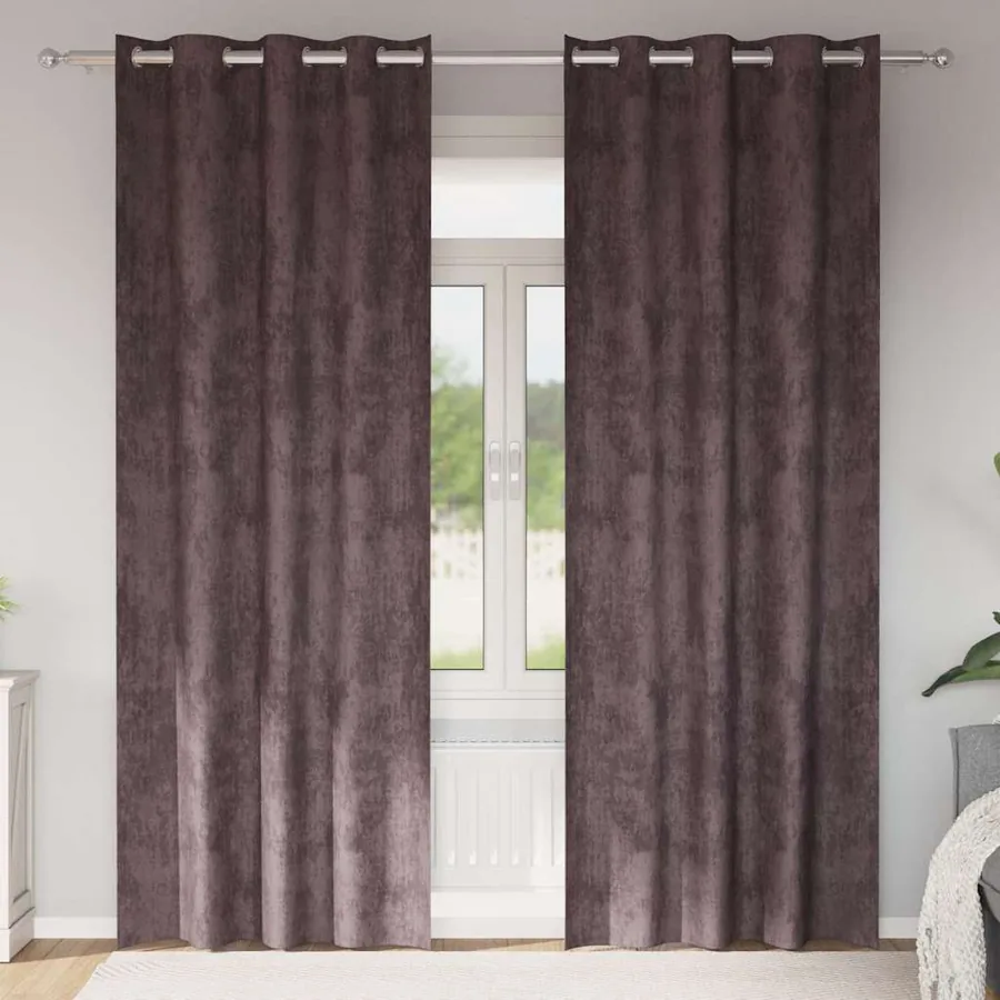 Rideaux en velours 2 pcs Marron 225 x 140 cm Velours