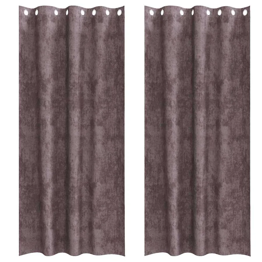 Rideaux en velours 2 pcs Marron 225 x 140 cm Velours - 2