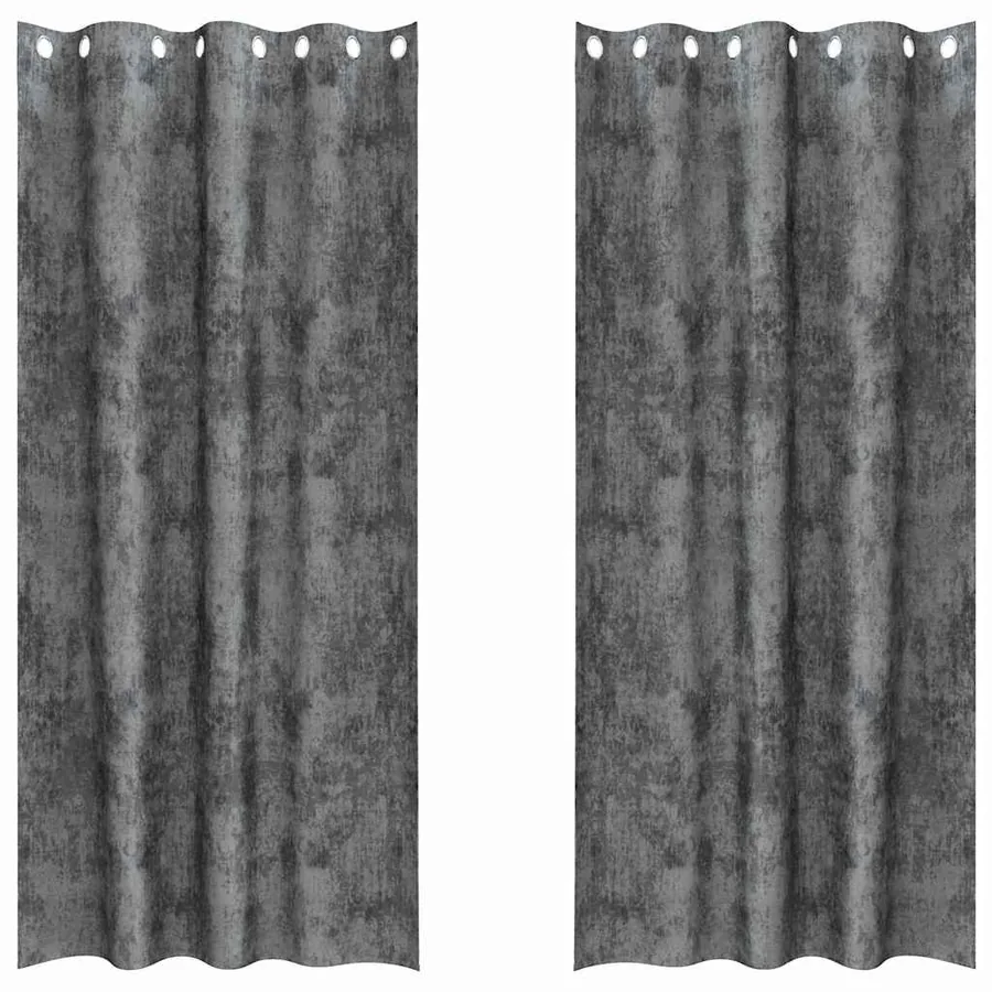 Rideaux en velours 2 pcs Gris 225 x 140 cm Velours - 2
