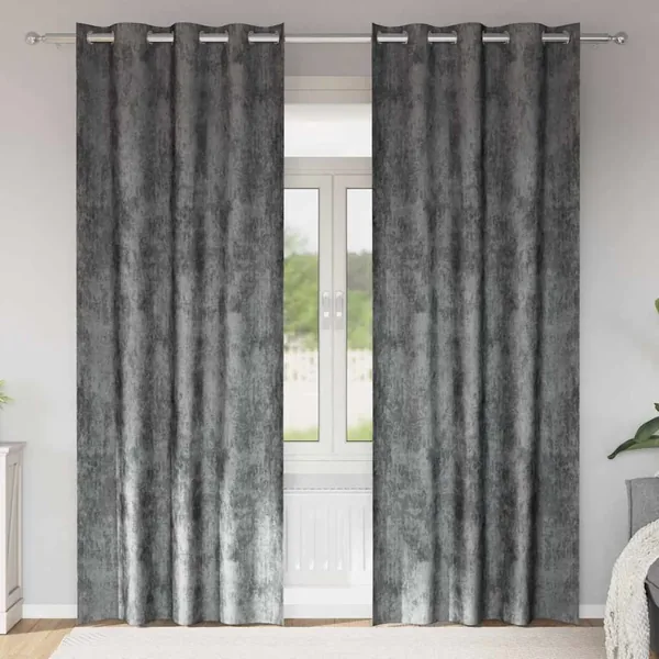 Rideaux en velours 2 pcs Gris 260 x 140 cm Velours