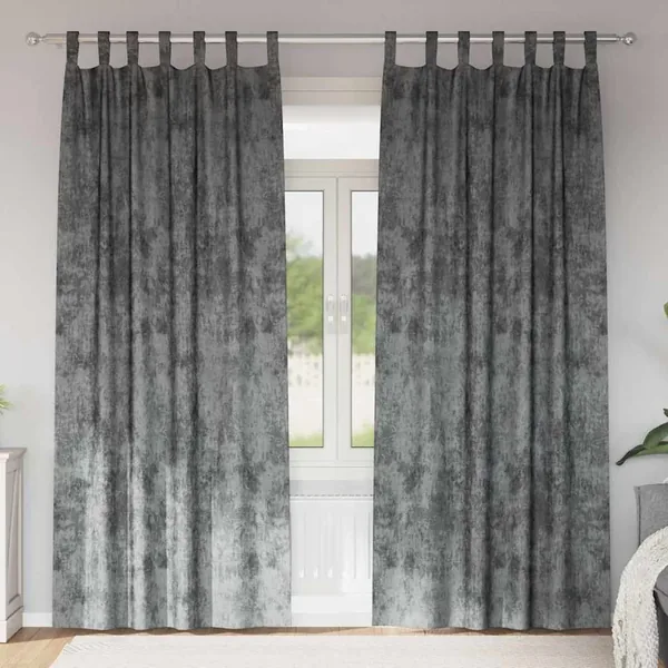 Rideaux en velours 2 pcs Gris 260 x 140 cm Velours