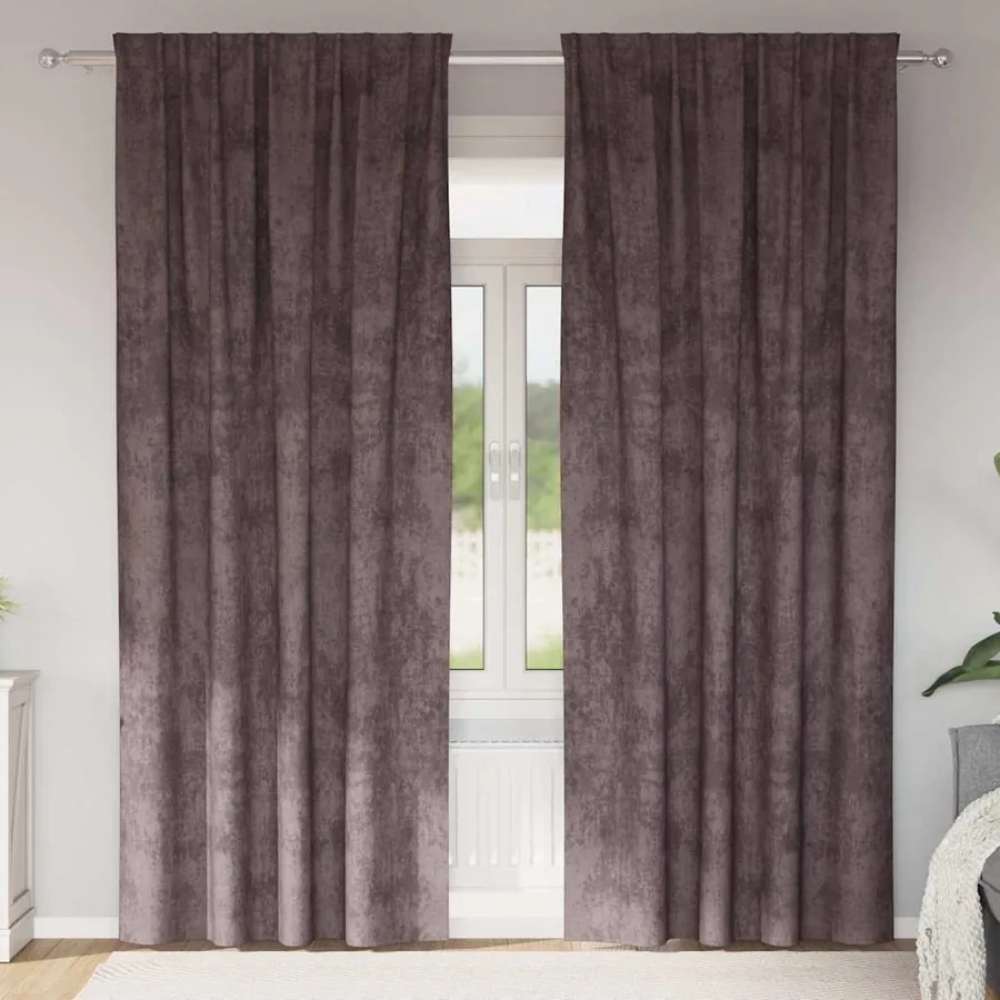 Rideaux en velours 2 pcs Marron 225 x 140 cm Velours