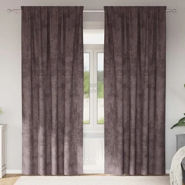 Rideaux en velours 2 pcs Marron 225 x 140 cm Velours