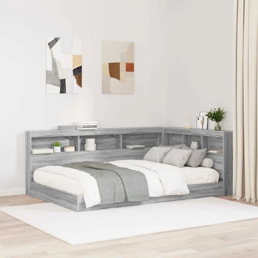 Tête de lit de rangement Gris Sonoma 207,5 x 137,5 x 76,5 cm