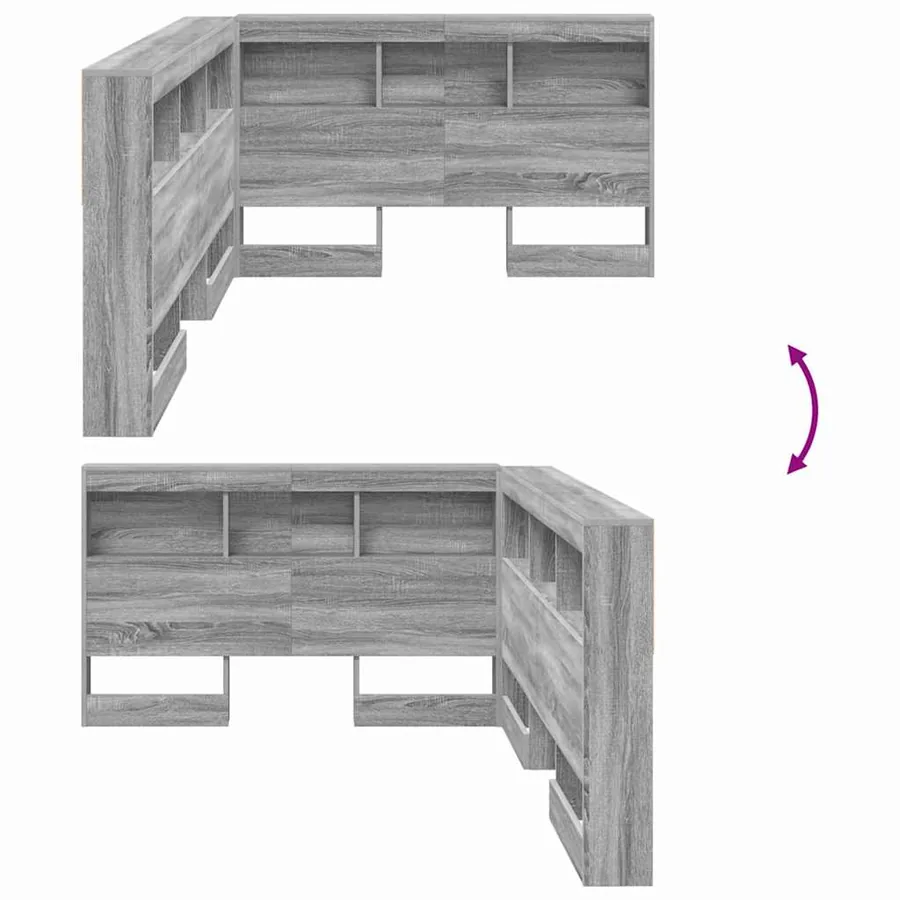Tête de lit de rangement Gris Sonoma 207,5 x 137,5 x 76,5 cm - 10