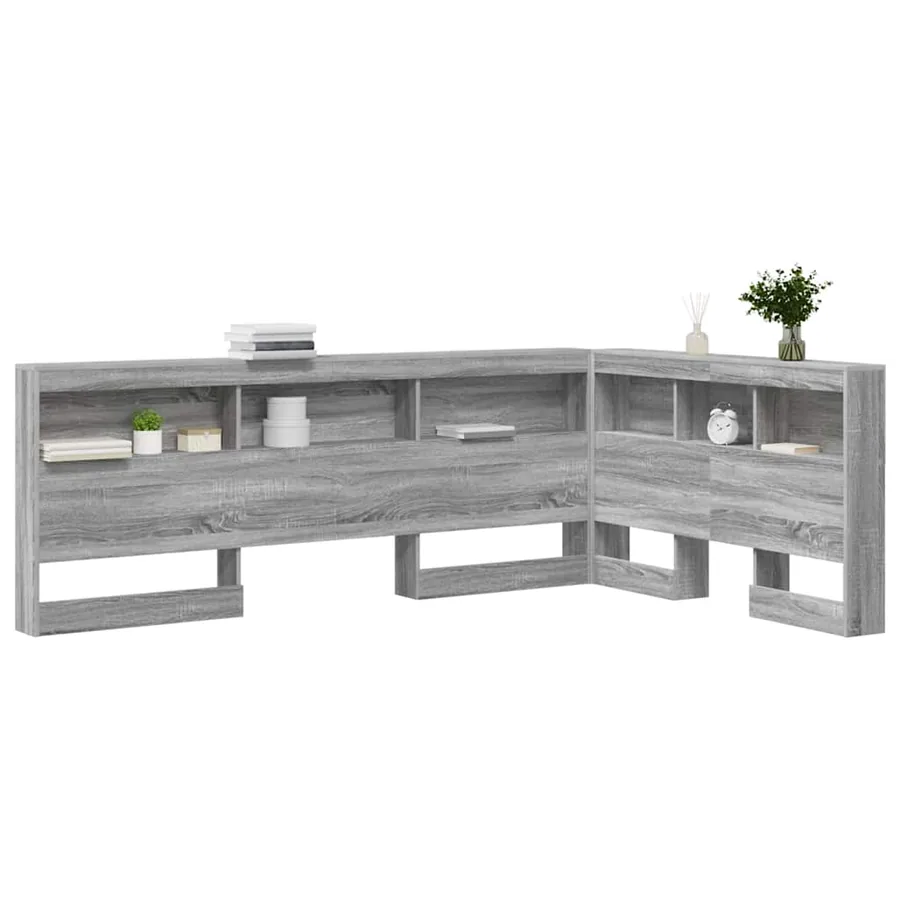 Tête de lit de rangement Gris Sonoma 207,5 x 137,5 x 76,5 cm - 3