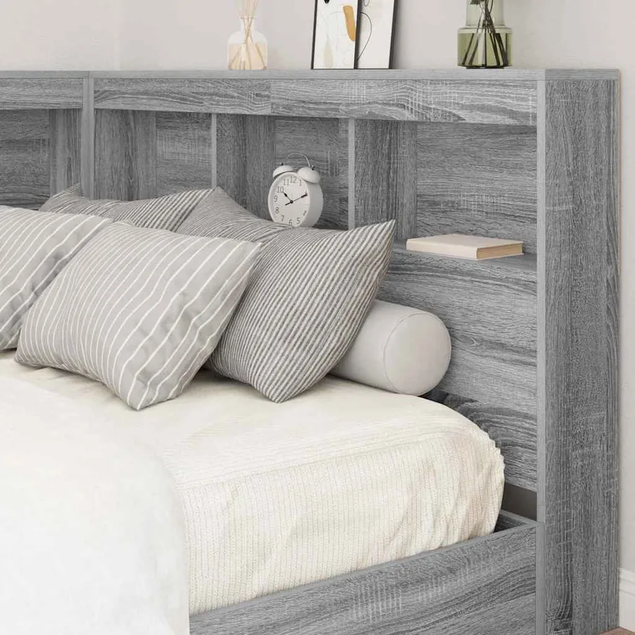 Tête de lit de rangement Gris Sonoma 207,5 x 137,5 x 76,5 cm - 4