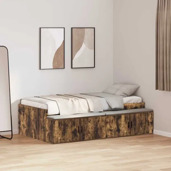 Cadre de lit Chêne fumé 90 x 190 cm Bois d'ingénierie