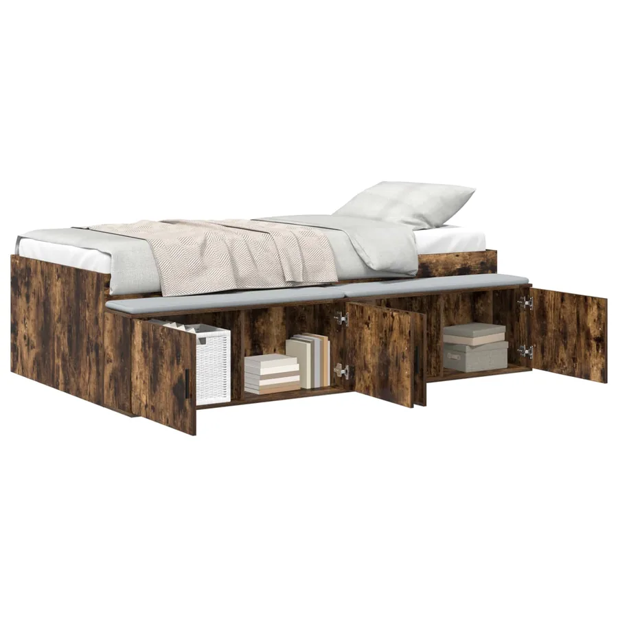 Cadre de lit Chêne fumé 90 x 190 cm Bois d'ingénierie - 2