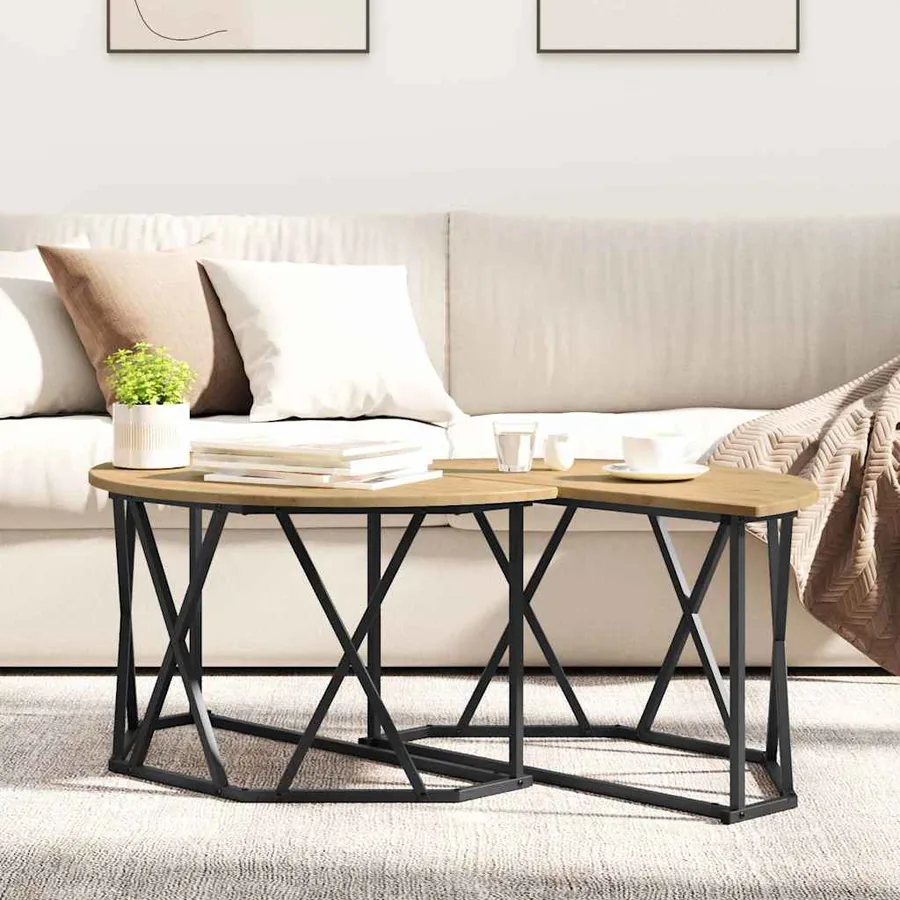 Table basse Chêne artisanal 80 x 80 x 42 cm - 4