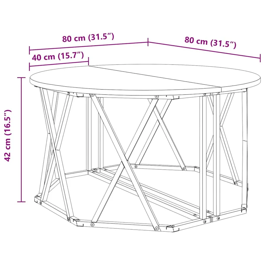 Table basse Chêne noir 80 x 80 x 42 cm - 11