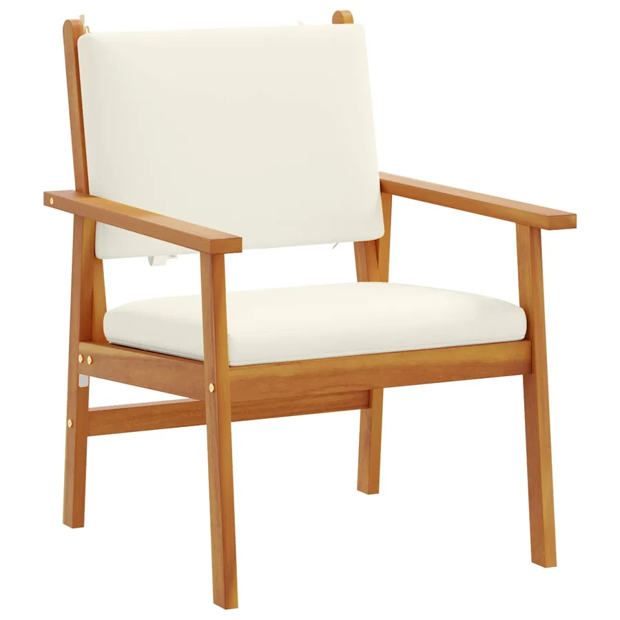 Chaise de jardin 2 pcs Blanc crème Bois d'Acacia Massif - 2