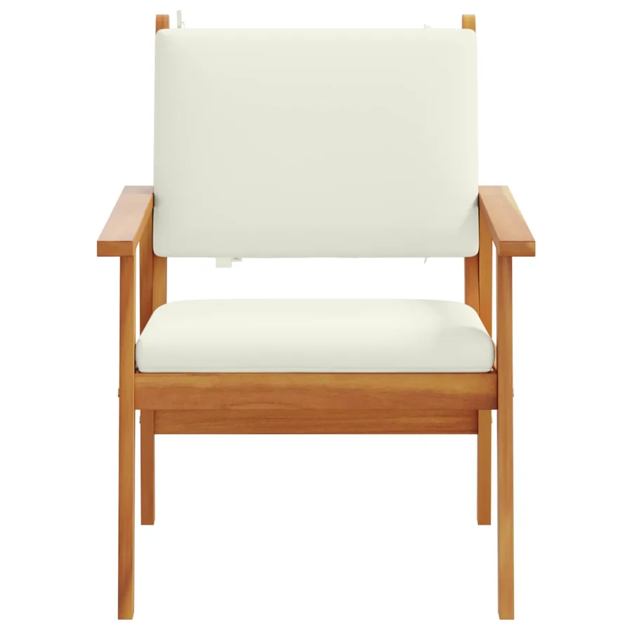 Chaise de jardin 2 pcs Blanc crème Bois d'Acacia Massif - 3