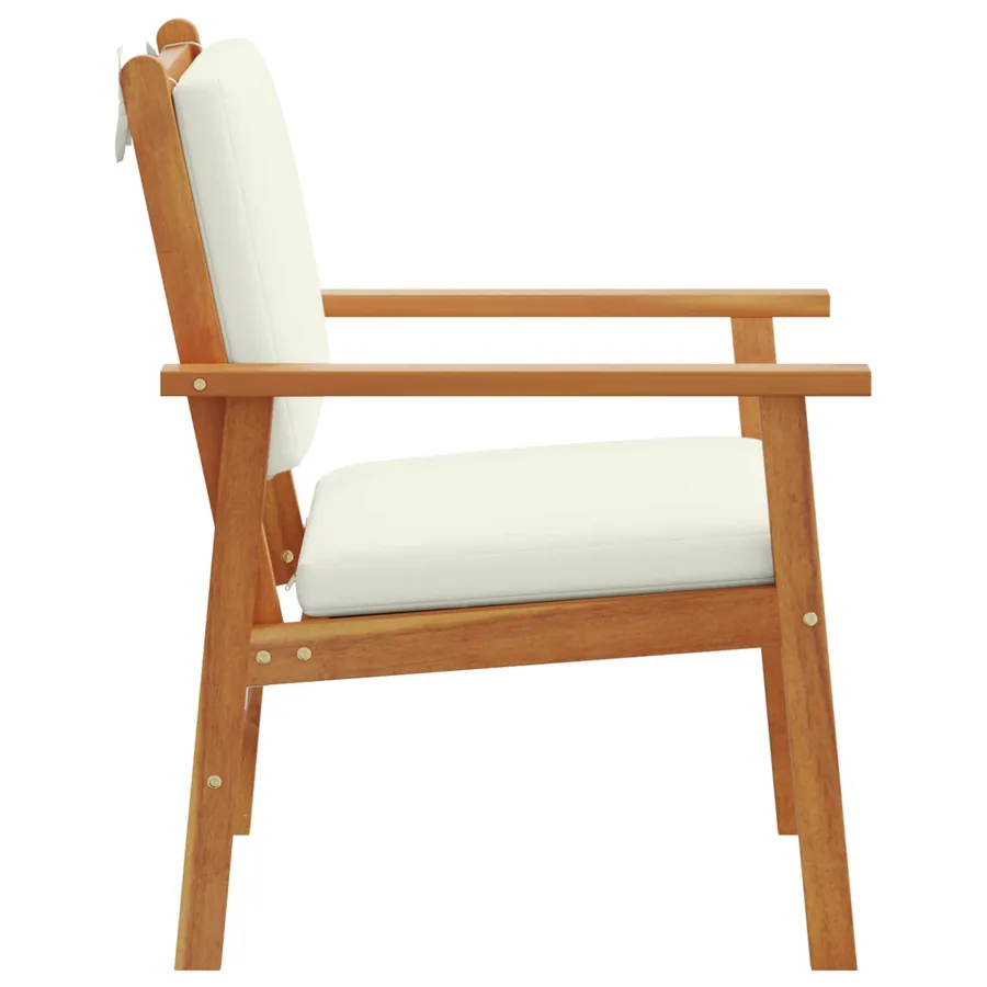 Chaise de jardin 2 pcs Blanc crème Bois d'Acacia Massif - 4