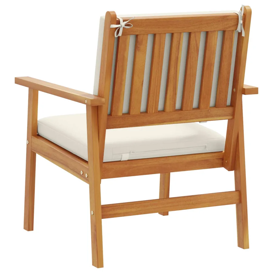 Chaise de jardin 2 pcs Blanc crème Bois d'Acacia Massif - 5