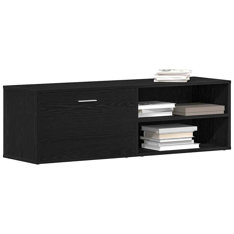 Meuble TV en chêne noir 120x34x37 cm bois d'ingénierie - 4