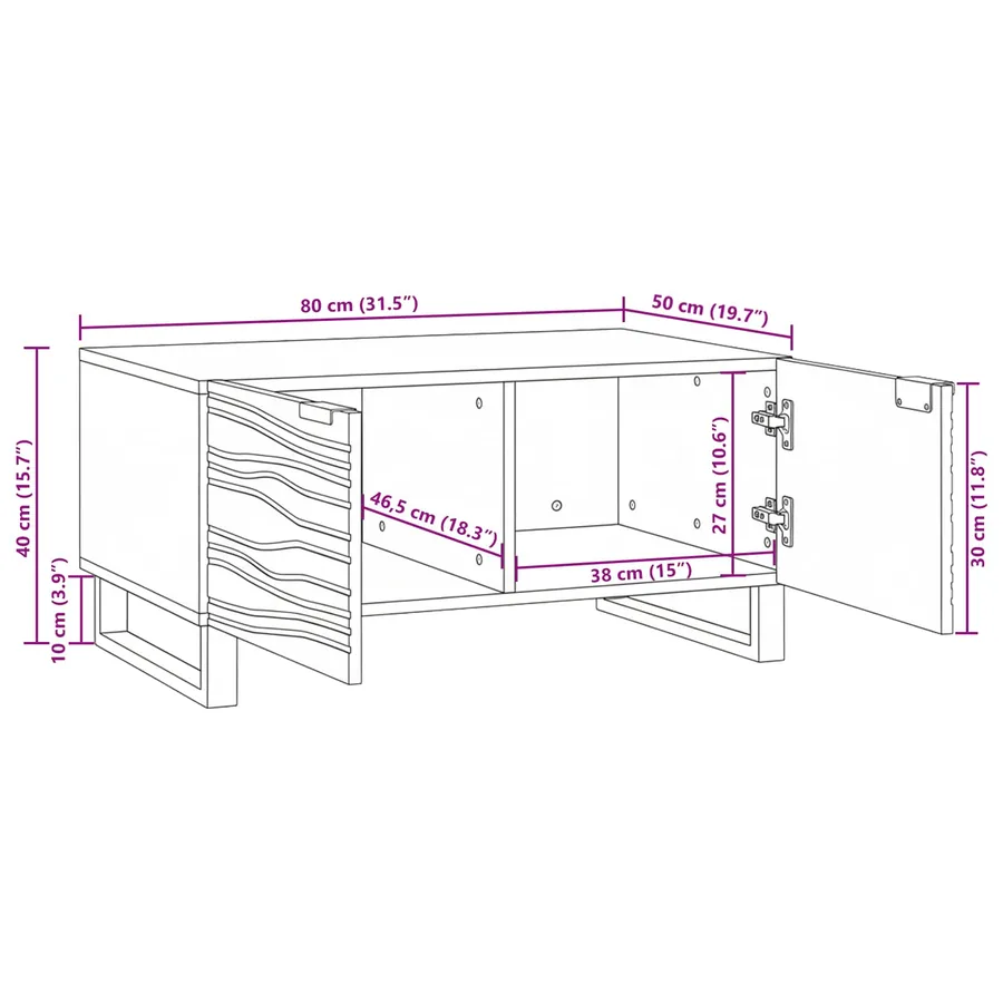 Table basse Naturel 80 x 50 x 40 cm Bois d'ingénierie - 11