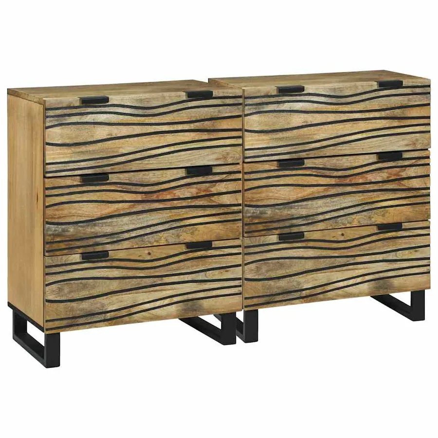 Ensemble de buffet 2 pcs Naturel 120 x 33,5 x 75 cm