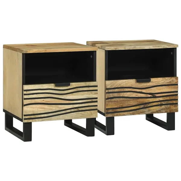 Table de chevet 2 pcs Naturel 40 x 33 x 46 cm Bois d'ingénierie