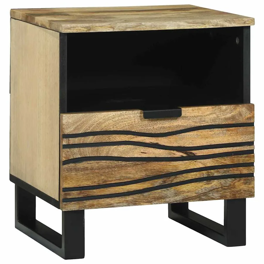 Table de chevet 2 pcs Naturel 40 x 33 x 46 cm Bois d'ingénierie - 2