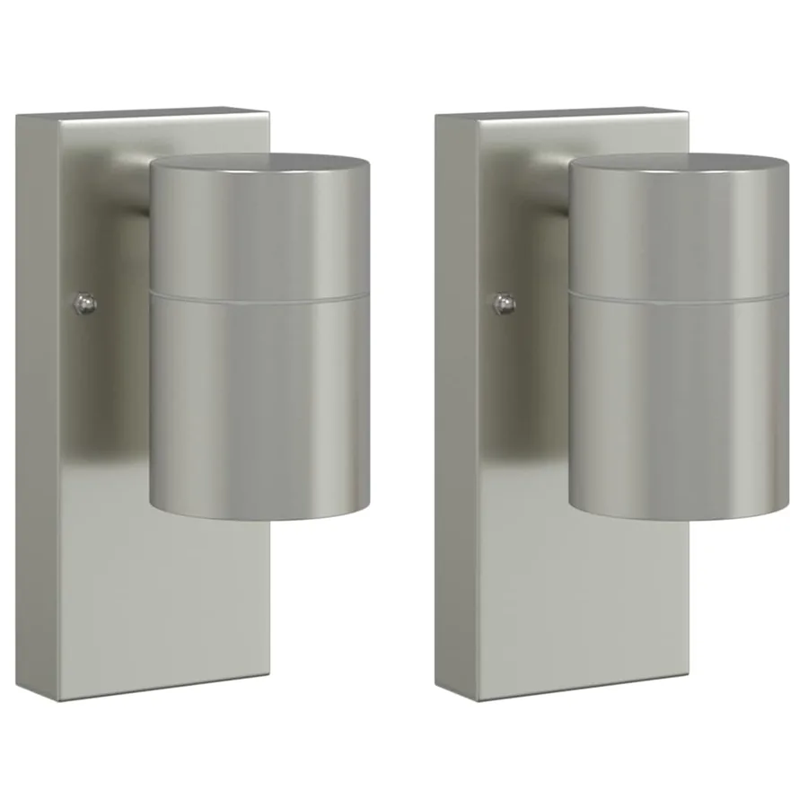 Applique Murale Extérieure 2 pcs Argenté 6,5 x 10,5 x 16 cm - 2