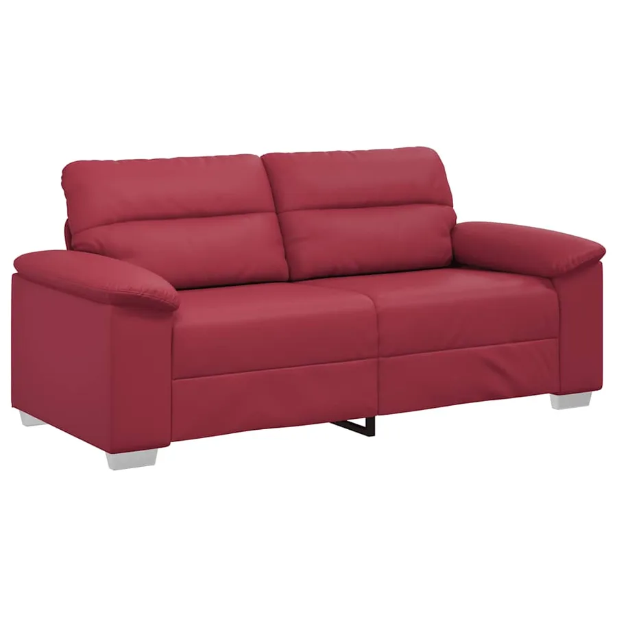 Canapé 2 places rouge bordeaux 180x81x84 cm en similicuir - 2