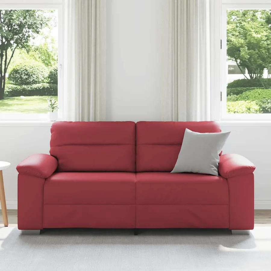 Canapé 2 places rouge bordeaux 180x81x84 cm en similicuir - 3