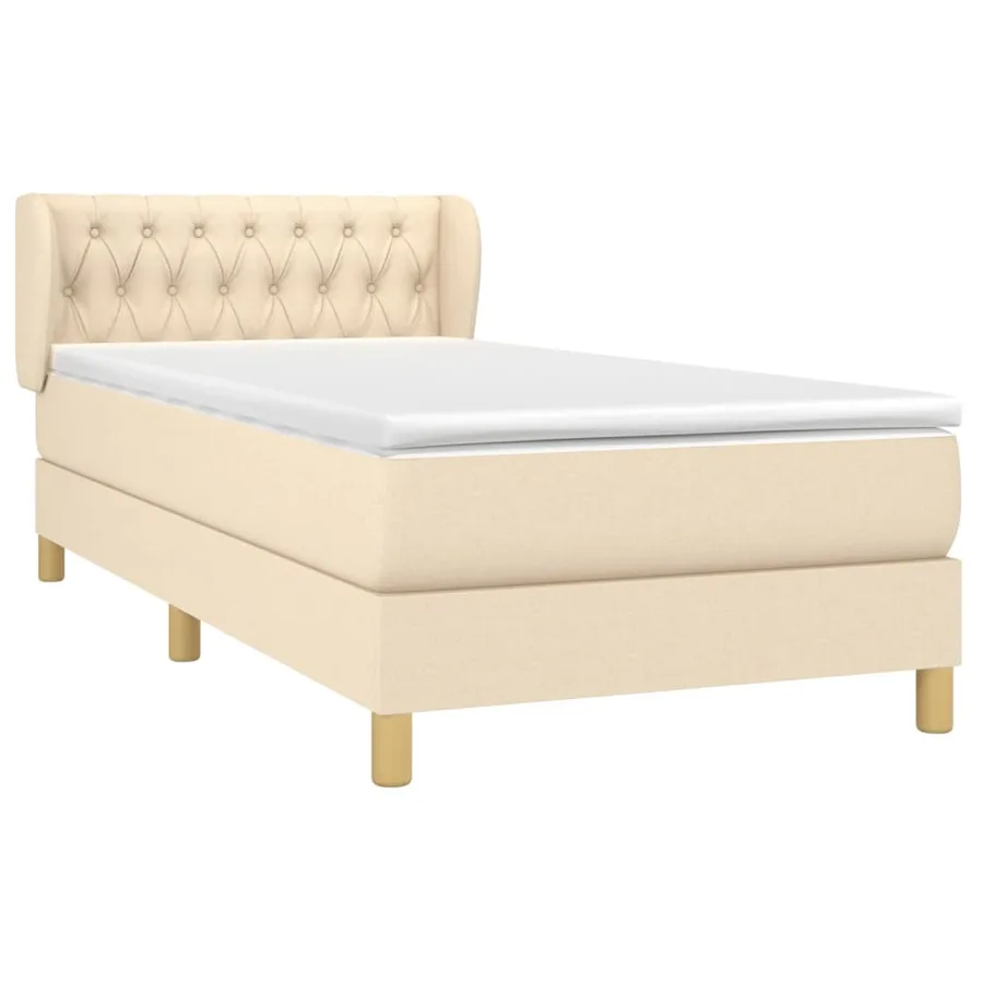 Sommier à lattes de lit et matelas Crème 90x190 cm Tissu - 3