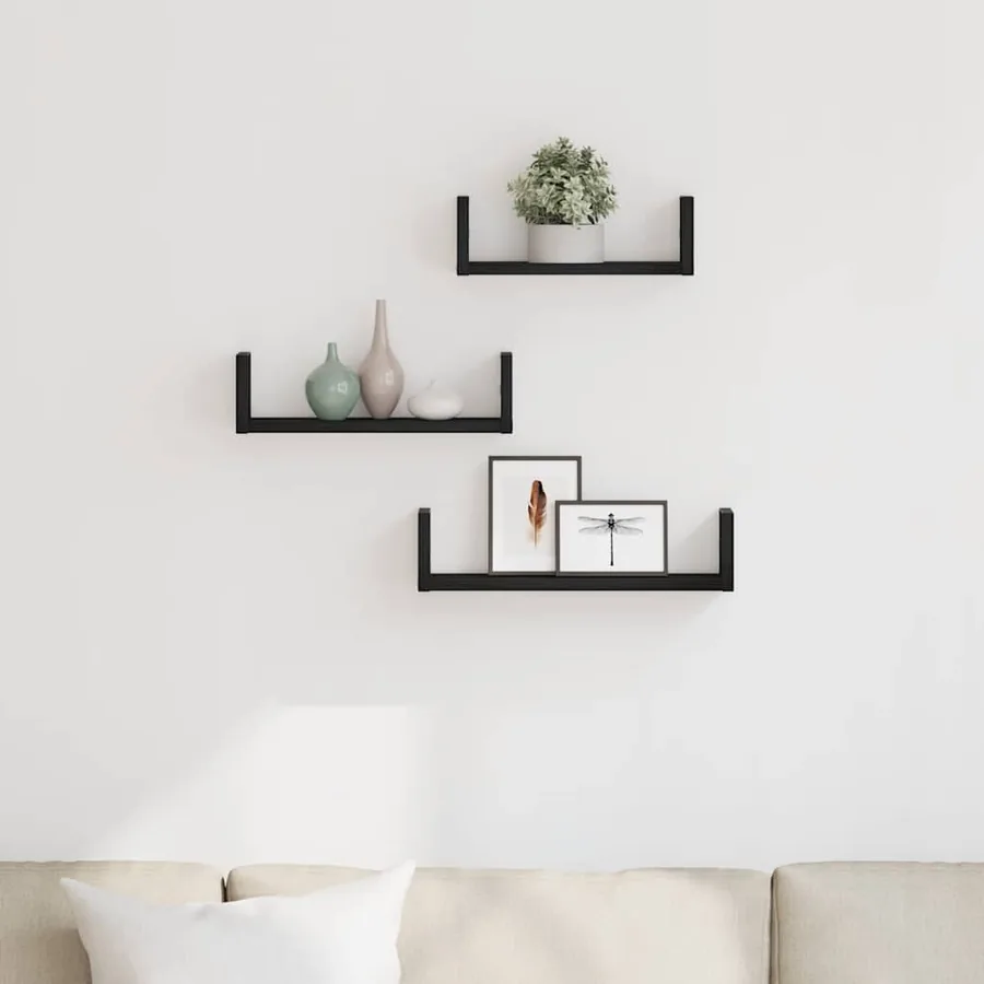 Étagères murales 3 pcs en chêne noir contrecollé - 3