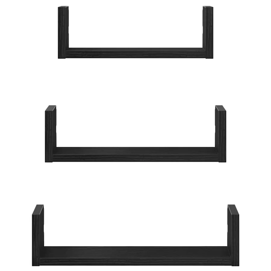 Étagères murales 3 pcs en chêne noir contrecollé - 5