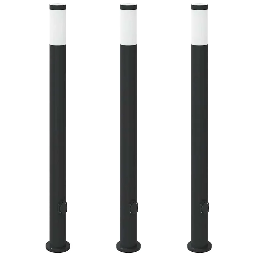 Borne lumineuse avec sortie lot de 3 110 cm acier inoxydable IP44 - 2