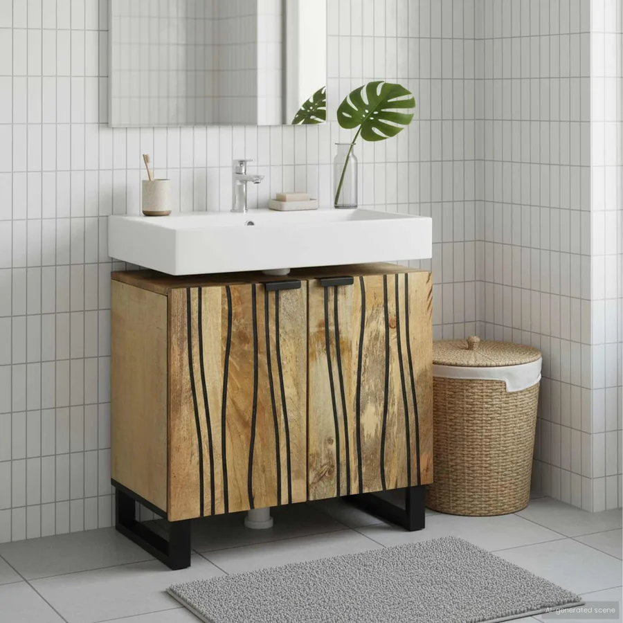 Meuble de Lavabo de Salle de Bain Marron 62 x 33 x 58 cm