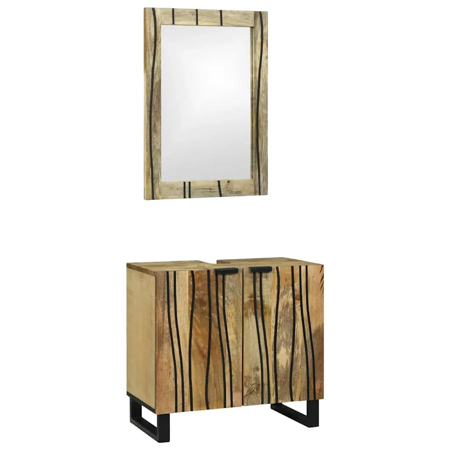 Ensemble d'armoire de salle de bain 2 pcs Naturel