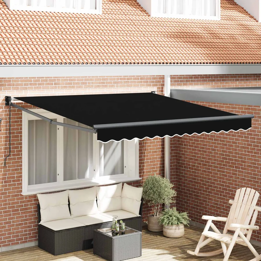 Auvent rétractable Noir 350 x 250 cm