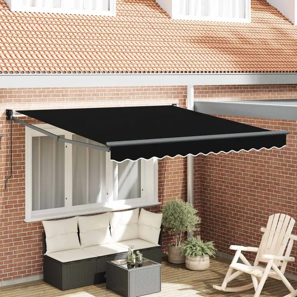 Auvent rétractable Noir 350 x 250 cm