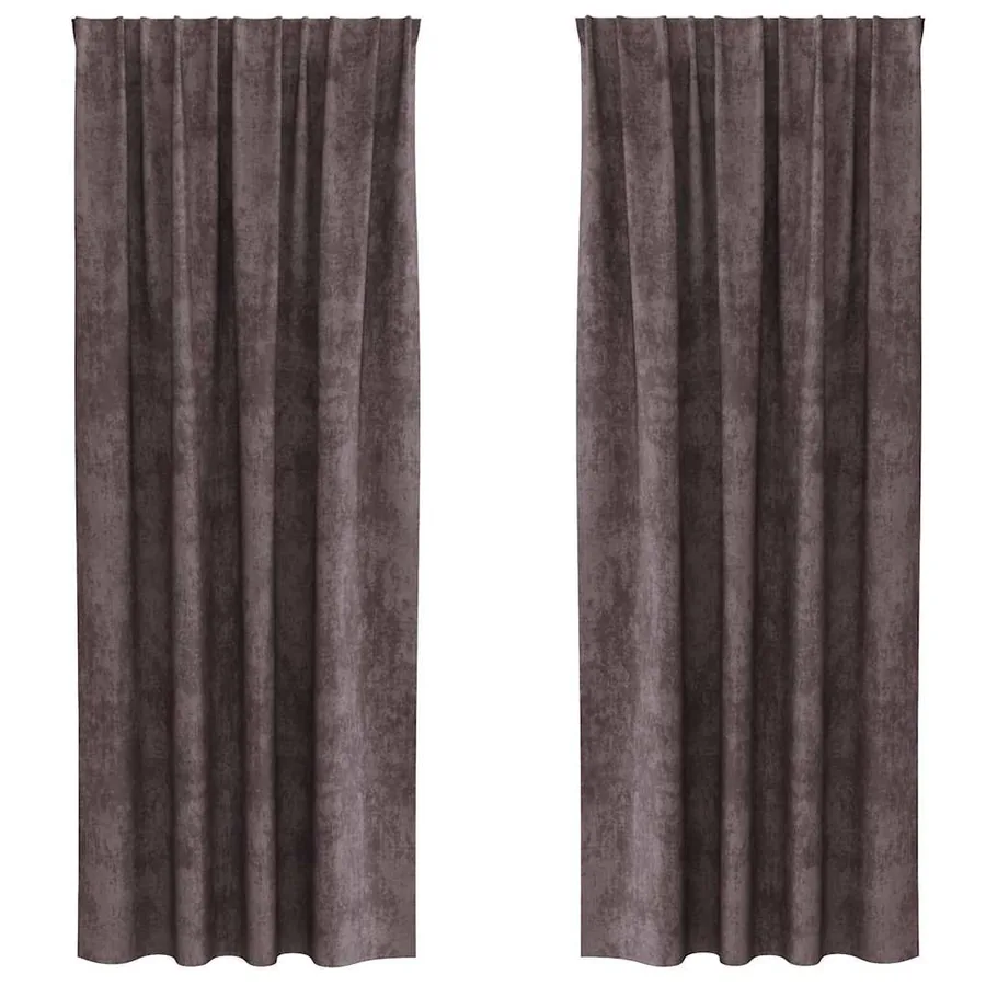Rideaux en velours 2 pcs Marron 260 x 140 cm Velours - 2