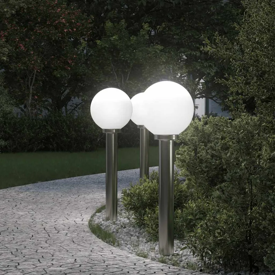 Bornes lumineuses lot de 3 80 cm acier inoxydable IP44