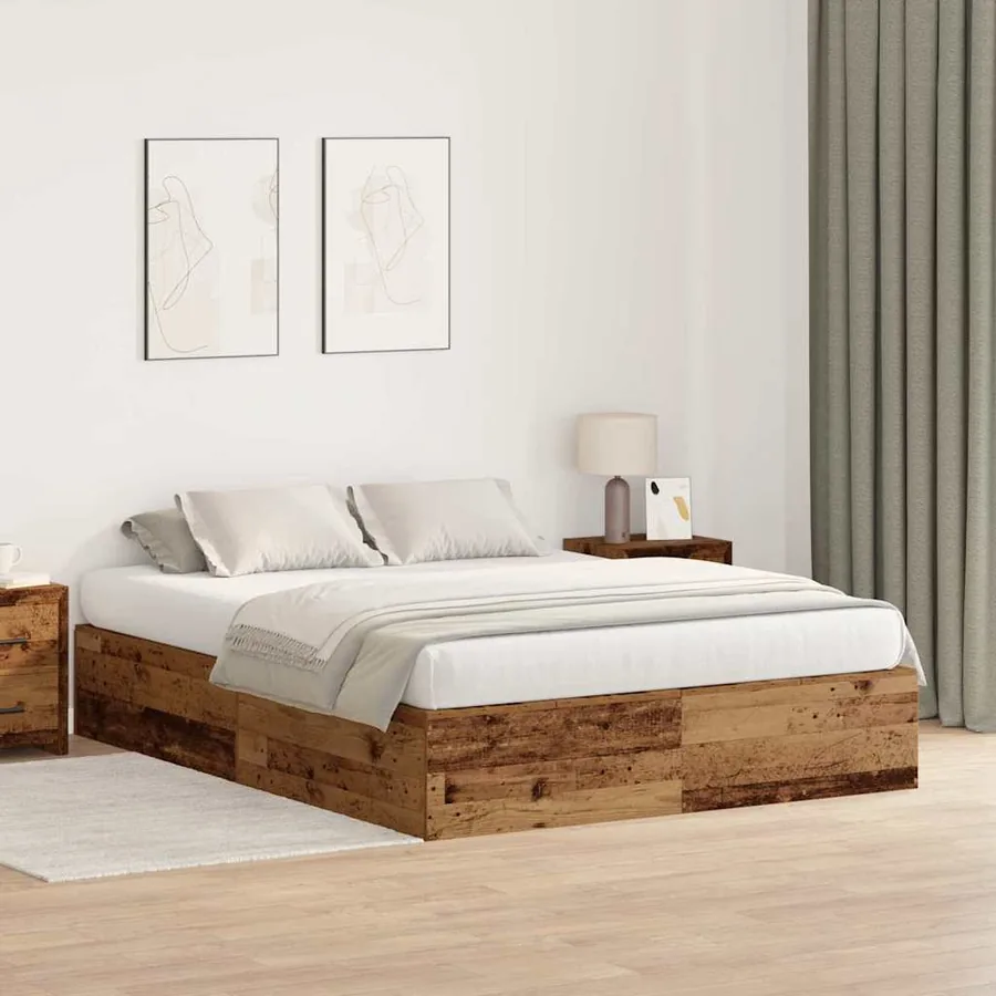 Cadre de lit avec rangement Bois Ancien 150 x 200 cm