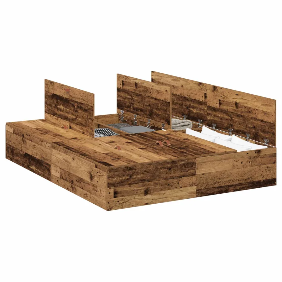 Cadre de lit avec rangement Bois Ancien 150 x 200 cm - 2