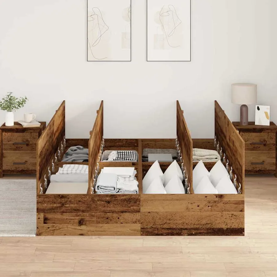 Cadre de lit avec rangement Bois Ancien 150 x 200 cm - 3