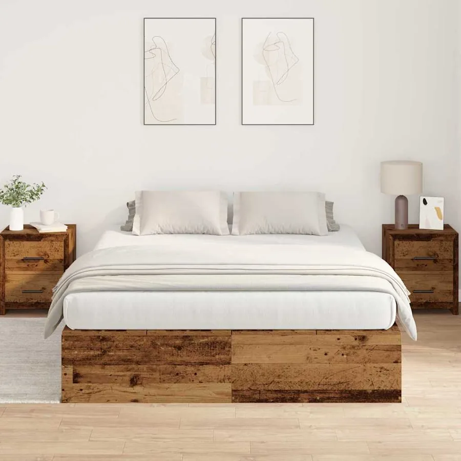 Cadre de lit avec rangement Bois Ancien 150 x 200 cm - 4