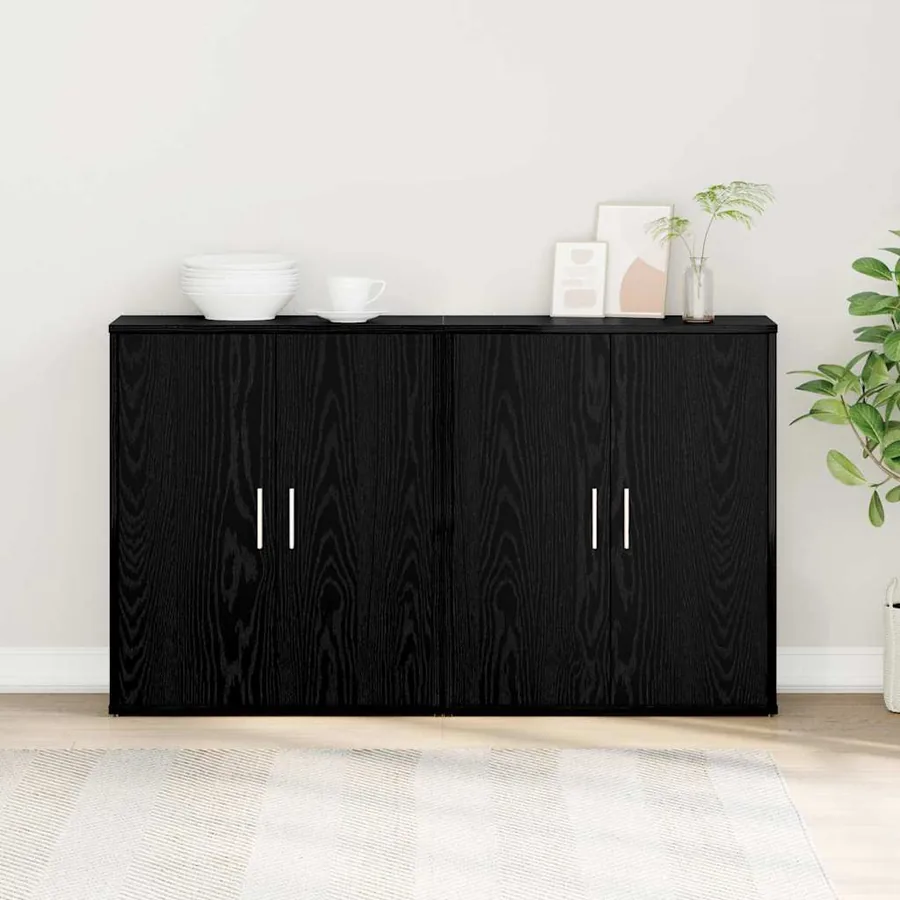 Buffet 2 pcs Chêne noir 60 x 31 x 70 cm Bois d'ingénierie
