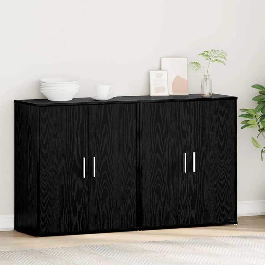 Buffet 2 pcs Chêne noir 60 x 31 x 70 cm Bois d'ingénierie - 4
