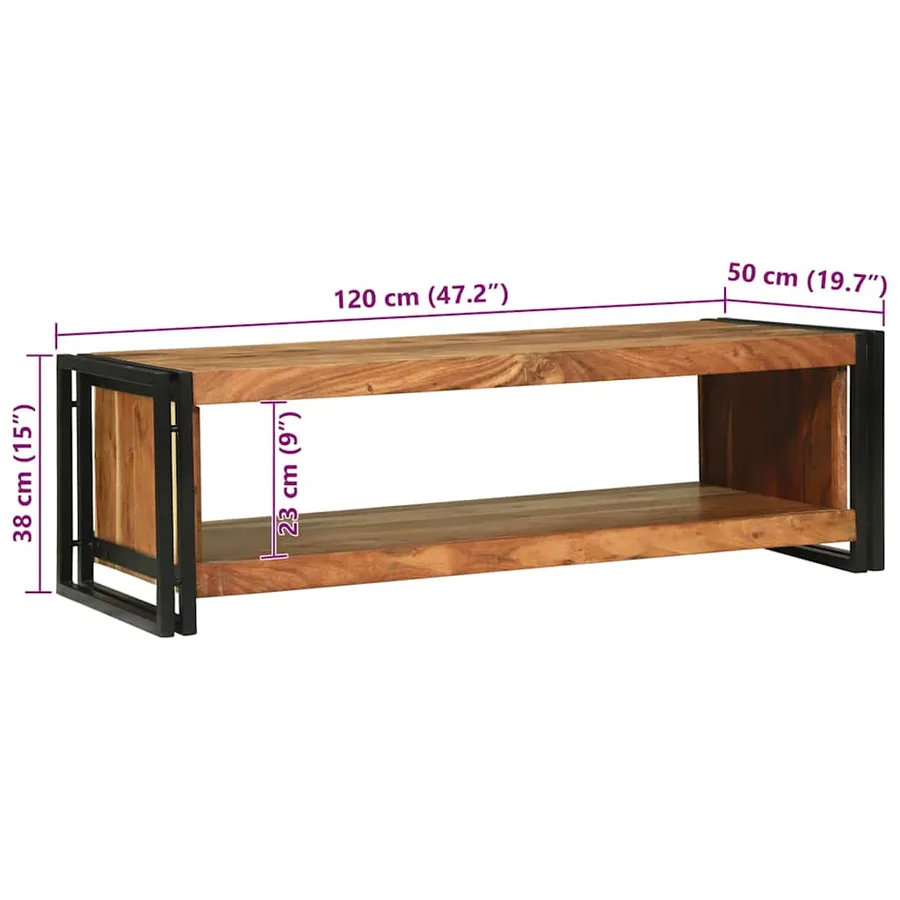 Table basse Marron 120 x 50 x 38 cm Bois d'Acacia Massif - 10