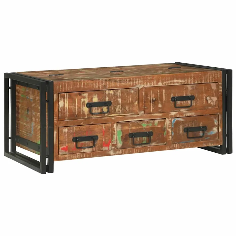 Table basse Multicolore 90 x 50 x 38 cm Bois Recyclé Solide